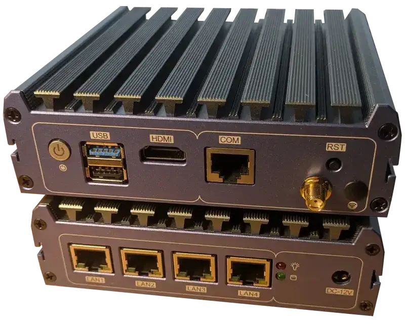 A stack of two N-Box T2’s showing the ports